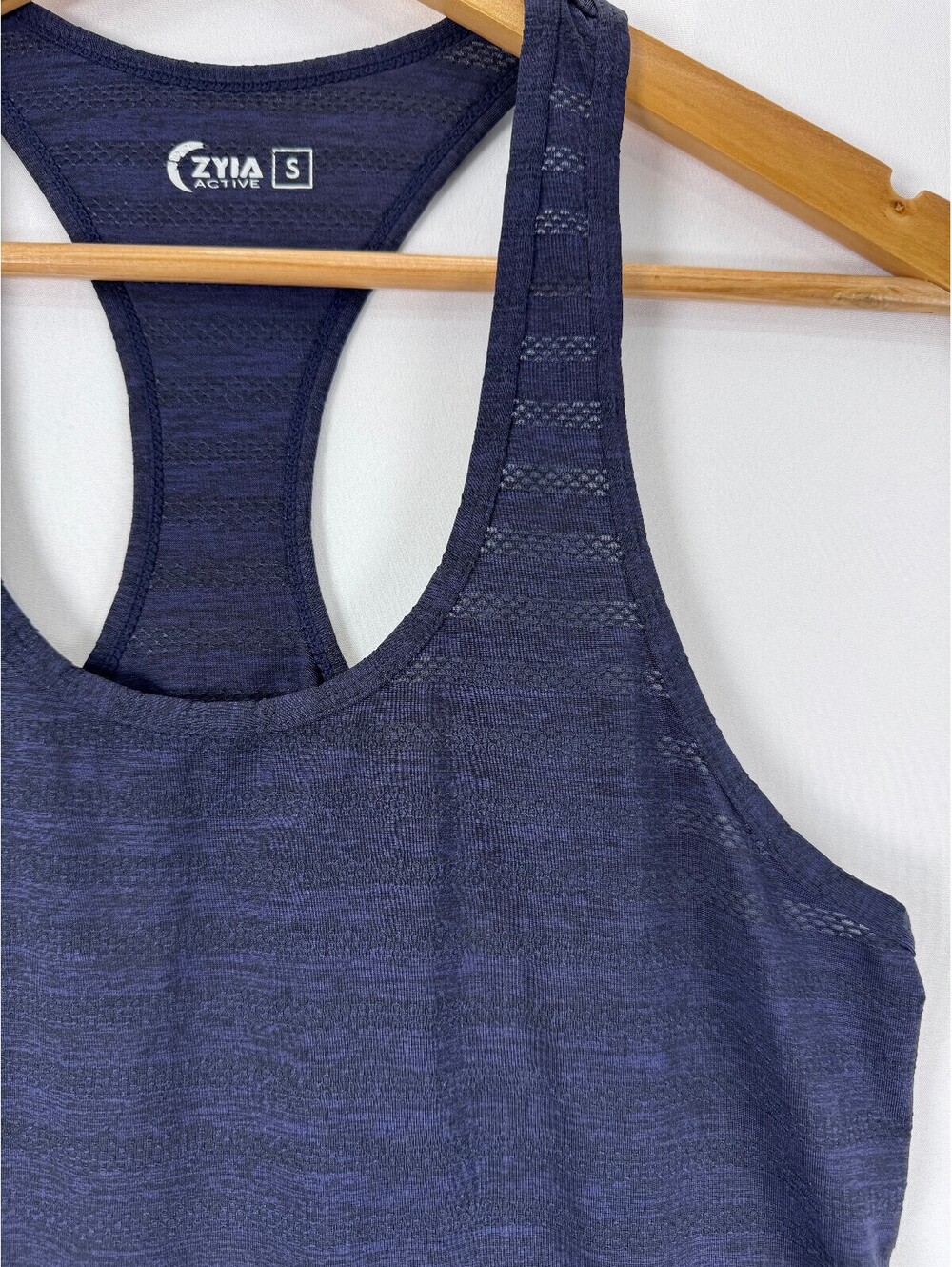 ZYIA Active Cubana Tank Women S Navy Sheer Mesh Racerback Workout Athleisure - Picture 2 of 8
